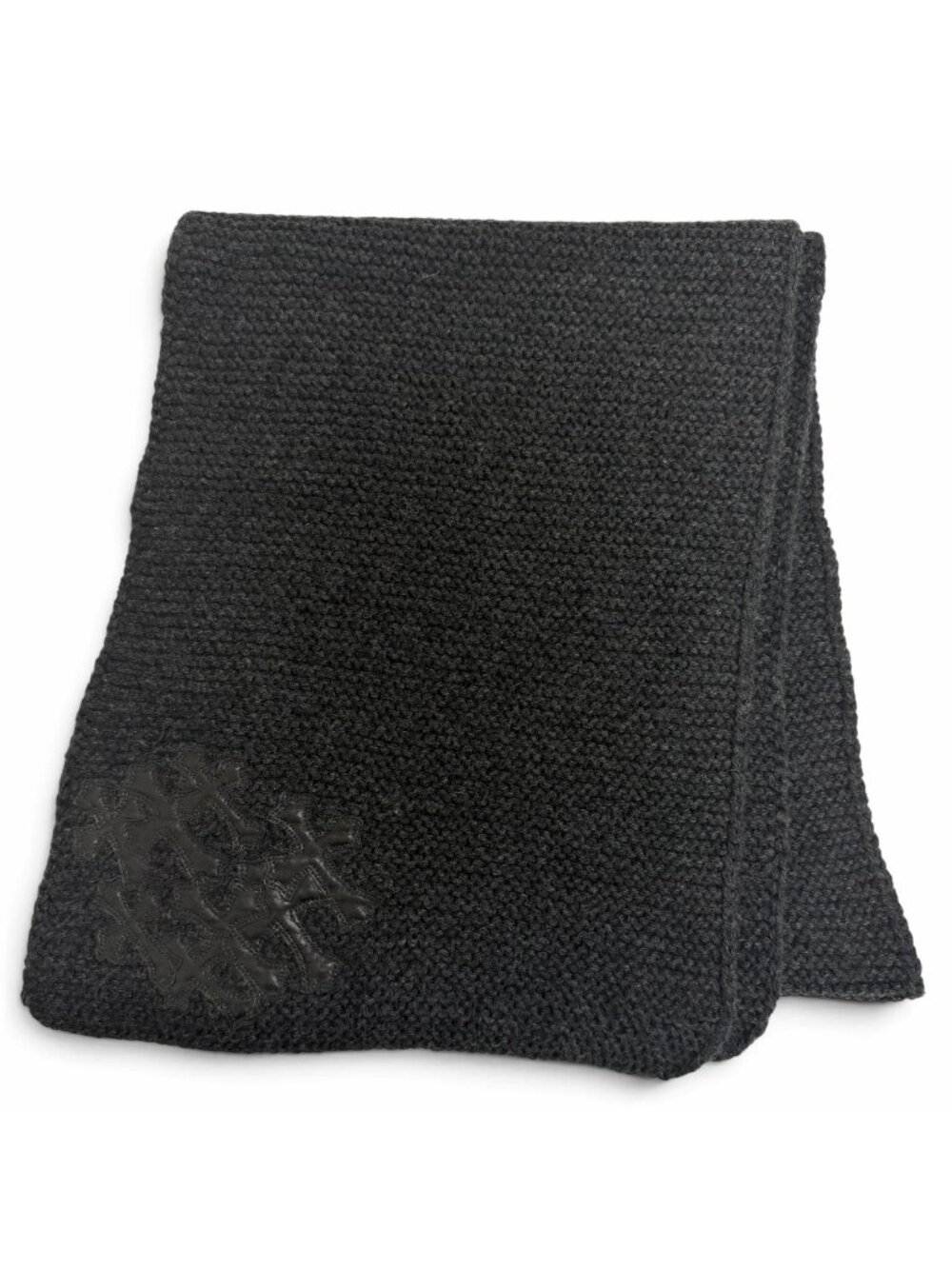 Chrome Hearts Cashmere 100% Lambskin Cemetery Cross Patch Knit Scarf Charcoal